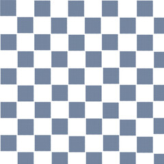 Seamless checkered pattern with textured dark blue squares and white spaces, ideal for backgrounds, textiles, and it offers a versatile foundation for creative work.

