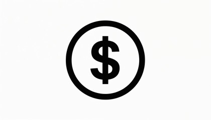 Obraz premium Simple black dollar sign icon inside circle on white background. Financial concept for banking, business, finance, marketing, sales, online shopping, money saving, trading, investment, profit.