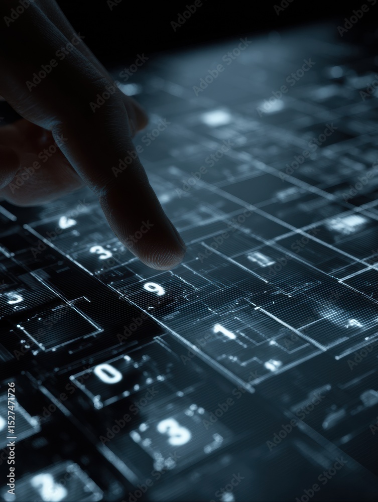 Aufkleber Cyber Thief Attempts to Crack Login Using a 3D Digital Keypad in a High-Tech Environment