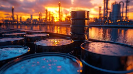 Oil barrels and sanctions representing the intersection of energy markets and political restrictions.