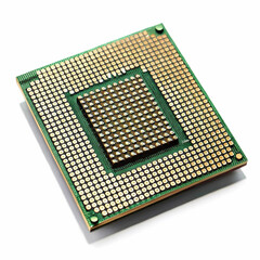 A computer processor on a white background, showcasing