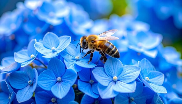 bee on blue flower