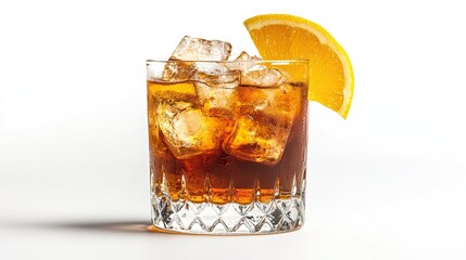 Old-fashioned cocktail drink isolated on white background, ideal for bar and drink-related visuals.