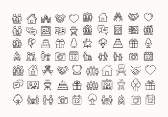 Collection of family reunions thin line icon. family reunions vector icons. editable stroke