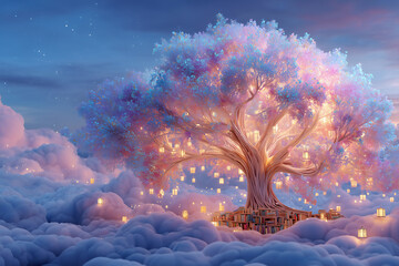 Whimsical Fantasy Landscape Illustration for Storybook Backgrounds