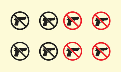 Set of no guns allowed icons sign vector illustration with white background