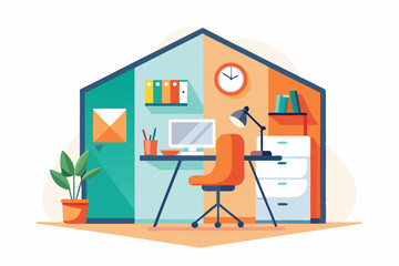 compact home office icon in small space