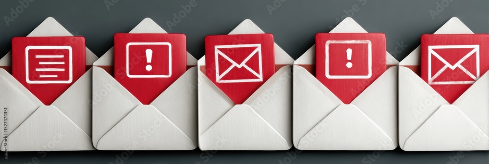 Poster Email Inbox Filled With Scam Messages and Alerts Showing Red Warnings While the Top Section Remains Clean and Organized
