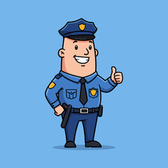 Cartoon illustration of police officer with smiling and thumbs up