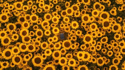 Aerial shot of a sugarcane farm with solar panels, a large water tank, and well-maintained irrigation systems