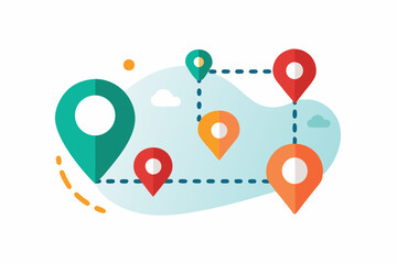 travel map with route line and location