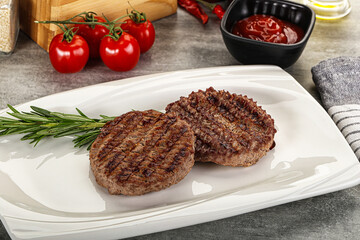 Grilled two beef burger cutlet