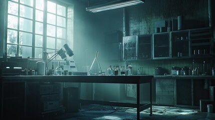 Play in laboratory, showing scientific research and experiments conducted in a controlled setting.