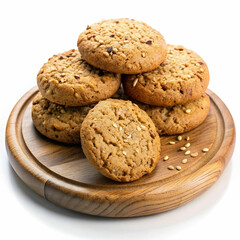 Cookies with oatmeal and cumin served on a wooden platte