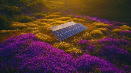 Aerial shot of a sugarcane farm with solar panels, a large water tank, and well-maintained irrigation systems