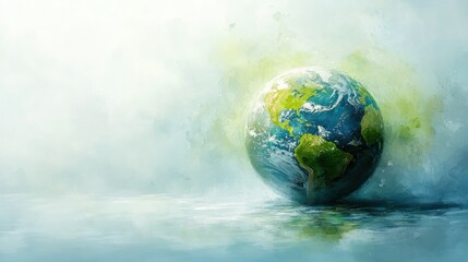 Fototapeta premium Earth, serene, watercolor style