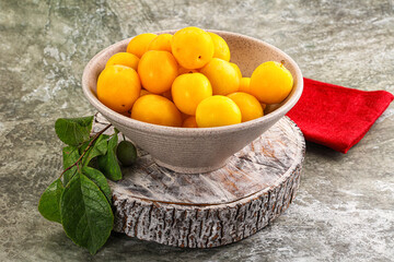 Ripe sweet juicy yellow plum