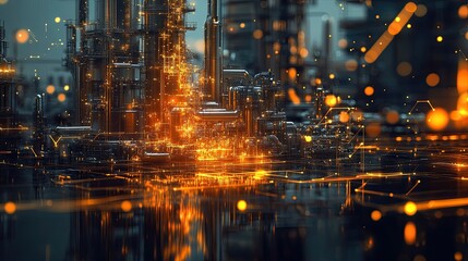 Poly industry concept, graphic of polygonal shapes representing industrial advancement and tech.