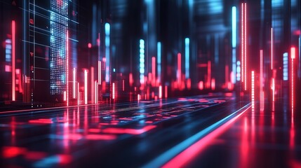 A neon-lit financial summit where traders monitor glowing AI-driven investments 