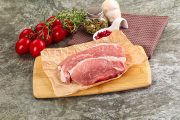 Raw pork steak for cooking