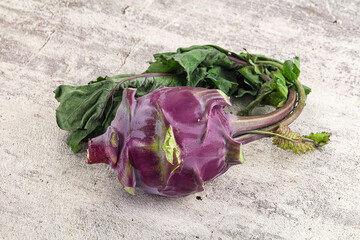 Ripe fresh violet kohlrabi cabbage
