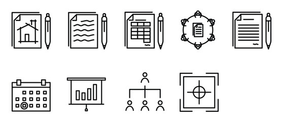 project management set of icon elements for design 