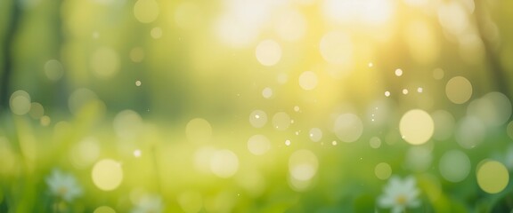 Obraz premium Vibrant Spring Meadow: A Lush Green Bokeh Background