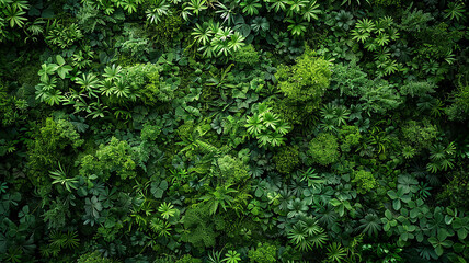 Fototapeta premium green background of nature, moss and vegetation, surface overgrown with greenery top view