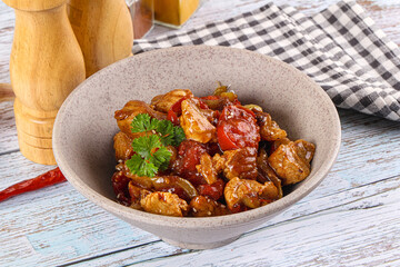 Pork with oyster sauce and vegetables