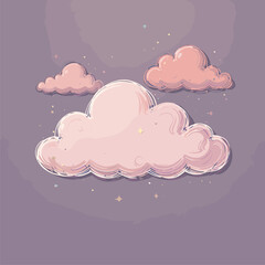 Dreamy Pink Cloudscape: Whimsical Illustration