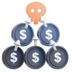 3D Illustration of Ponzi Scheme Pyramid Fraud