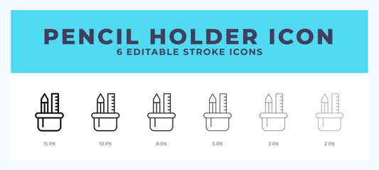 Pencil holder icon illustration vector with editable stroke.
