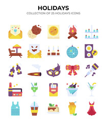 Holidays. A vibrant collection of 25 festive icons
