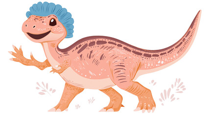 Smiling Pink Reptile with Blue Hair Wearing a Hat in transparent background
