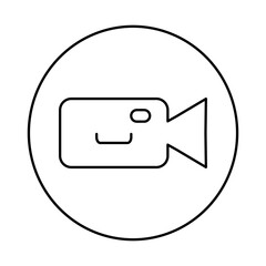 Circular outline video cam icon for media use