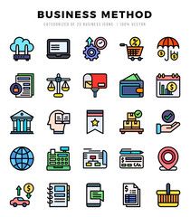 Set of Business Method icons in Lineal Color style. Lineal Color Icons symbol collection.