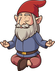 Wise Gnome Meditating Vector Image