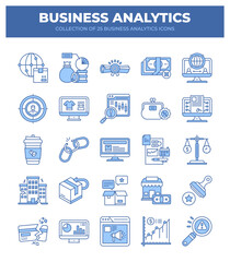 Collection of Business Analytics Icons. Data Analysis. Marketing. Finance. and More