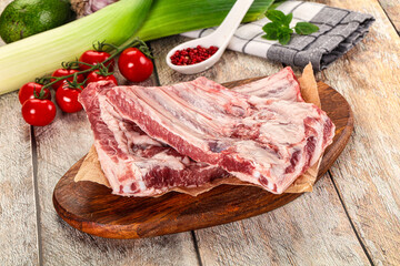 Raw pork ribs for cooking