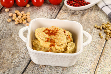 Natural chickpea hummus with paprika