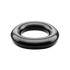 Sleek Black Ring Modern Metallic Donut Shape Minimalist Design Abstract on transparent background