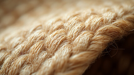 Fototapeta premium Close-up of organic hemp fiber texture, eco-friendly sustainable natural material background