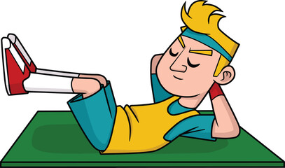 Man Exercising His Abs Vector Image