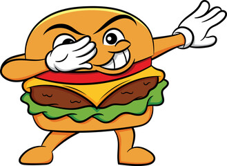Dabbing Hamburger Sandwich Vector Image