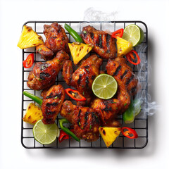 Grilled Chicken Wings with Pineapple, Lime and Chili Peppers
