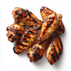 Grilled Chicken Wings on a White Surface
