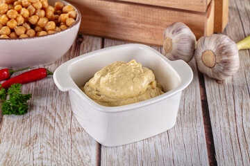 Natural organic homemade chickpea hummus