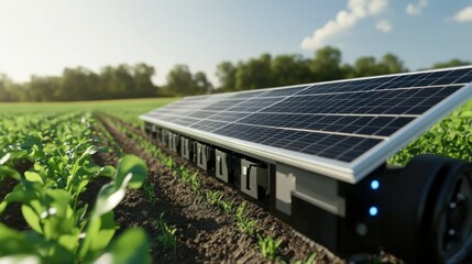 Aerial shot of a sugarcane farm with solar panels, a large water tank, and well-maintained irrigation systems
