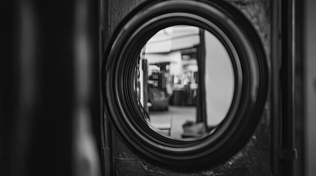 Fototapeta Circular view through a dark frame.