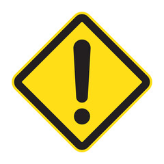 Yellow diamond warning sign with black exclamation mark. Generic caution symbol used in traffic, safety alerts, or hazard zones.